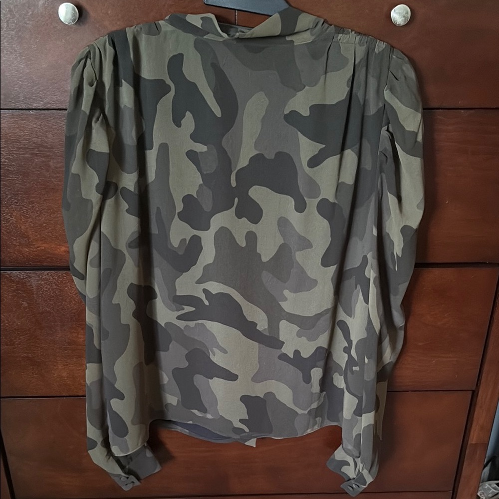White House Black Market- Camouflage/Green and Brown Blouse - Picture 2 of 2